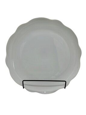 White Ceramic Scalloped Edge Dinner Plate 10 Inch Diameter Classic Simple Design
